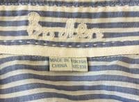 BODEN BLUE/WHITE STRIPE COTTON EMBROIDERED SLEEVELESS SHIRT SIZE 14R