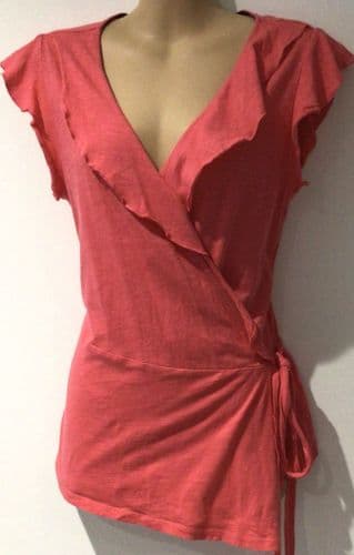 BODEN CORAL FRILL WRAP TOP SIZE 12