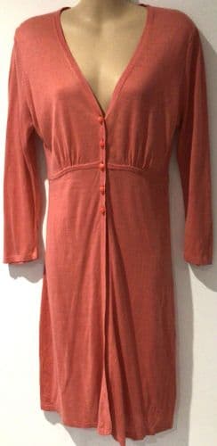 BODEN CORAL SILK/LINEN BUTTON CARDIGAN DRESS SIZE 12