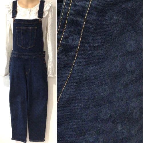 BODEN DENIM FLORAL SHADOW PRINT DUNGAREES SIZE 12