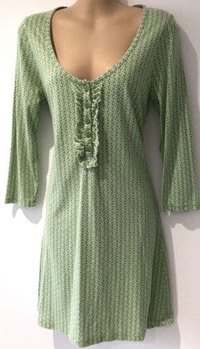 BODEN GREEN BUTTON JERSEY TUNIC TOP SIZE 12