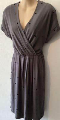 BODEN GREY SEQUINNED WRAP MIDI DRESS SIZE 12L