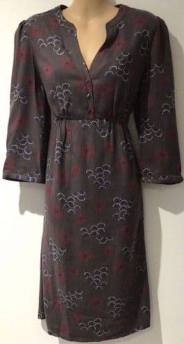 BODEN MINK PATTERNED BUTTON TUNIC DRESS SIZE 12L