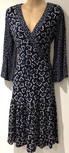 BODEN NAVY FLOWER WRAP MIDI DRESS NEW SIZE 8R