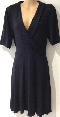 BODEN NAVY JERSEY WRAP MIDI DRESS NEW SIZE 12R