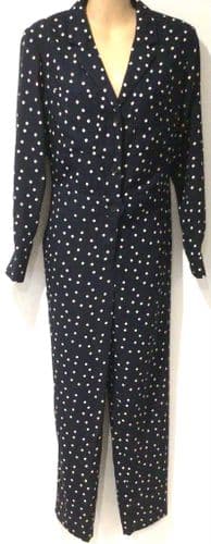 BODEN NAVY SPOTTY BUTTON JUMPSUIT SIZE 8
