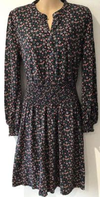 BODEN NAVY STRAWBERRY PRINT BUTTON MIDI DRESS SIZE 14R