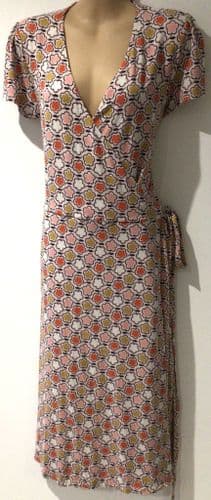 BODEN PALE PINK ORLA FLORAL PRINT WRAP DRESS SIZE 14 L