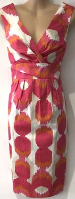 BODEN PINK/ORANGE SLEEVELESS PENCIL COTTON SHIFT DRESS SIZE 10r