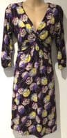 BODEN PLUM/MUSTARD TWIST JERSEY DRESS SIZE 12P