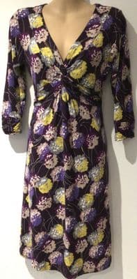 BODEN PLUM/MUSTARD TWIST JERSEY DRESS SIZE 12P