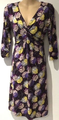 BODEN PLUM/MUSTARD TWIST JERSEY DRESS SIZE 12P
