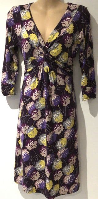 BODEN PLUM/MUSTARD TWIST JERSEY DRESS SIZE 12P