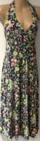 BODEN TAUPE FLORAL WRAP HALTER NECK DRESS SIZE 16L