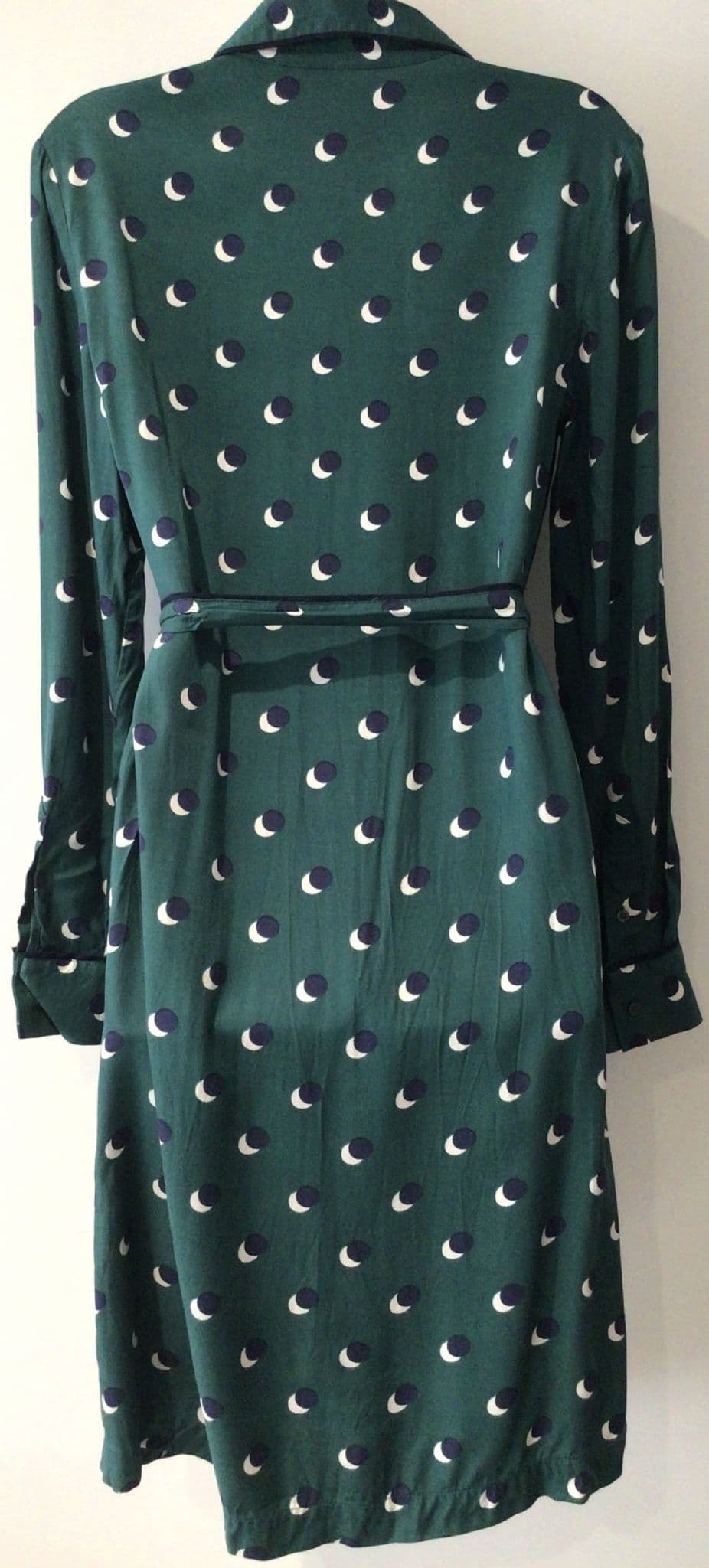 BODEN TEAL CIRCLE PRINT BUTTON FRONT DRESS SIZE 10r