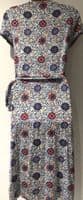 BODEN WHITE PRINT JERSEY WRAP DRESS SIZE 12L