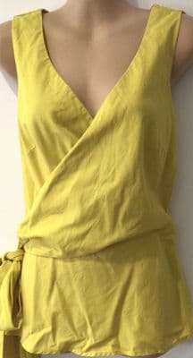 BODEN YELLOW LINEN WRAP TIE TOP SIZE 12