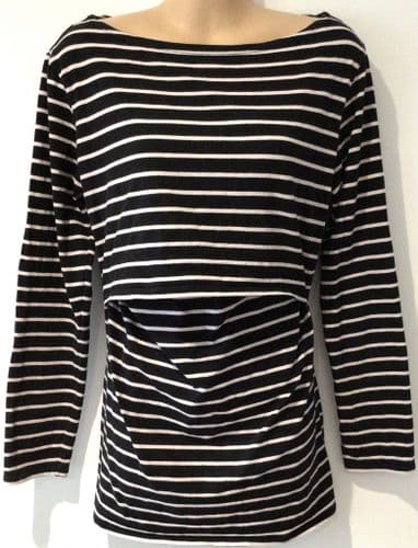 BOOB BLACK/WHITE STRIPE LONG SLEEVE CASUAL NURSING TOP SIZE L/12