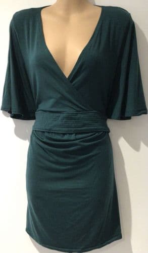 BOOB NURSING/MATERNITY TEAL JERSEY TIE BACK TUNIC TOP SIZE L 14