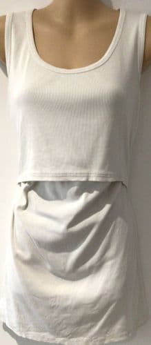 BOOB ORGANIC WHITE RIBBEDMATERNITY/NURSING VEST TOP SIZE 10/12