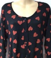 BOOHOO BLACK HEART PRINT MATERNITY & NURSING NIGHTDRESS SIZE 14