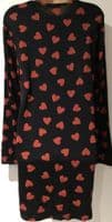 BOOHOO BLACK HEART PRINT MATERNITY & NURSING NIGHTDRESS SIZE 14
