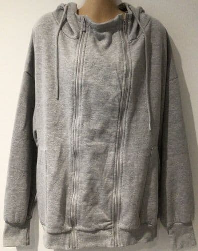 BOOHOO GREY FLEECE LINED BABY WEARING ZIP HOODIE JACKET SIZE 12