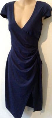 BOOHOO NAVY WRAP OCCASION DRESS BNWT SIZE 14