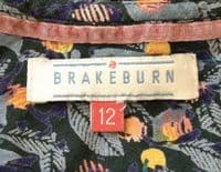 BRAKEBURN BLUE LEAF PRINT BUTTON TUNIC BLOUSE SIZE 12