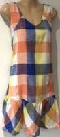 BUMP & MILK CHEQUERED LINEN NURSING TUNIC DRESS SIZE L 14-16