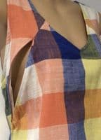 BUMP & MILK CHEQUERED LINEN NURSING TUNIC DRESS SIZE L 14-16