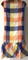BUMP & MILK CHEQUERED LINEN NURSING TUNIC DRESS SIZE L 14-16