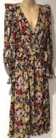 BUMP & MILK JAMIE VIBRANT FLORAL WRAP MIDI NURSING DRESS SIZE L 12-14