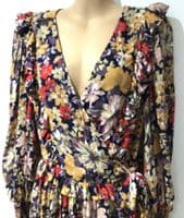 BUMP & MILK JAMIE VIBRANT FLORAL WRAP MIDI NURSING DRESS SIZE L 12-14