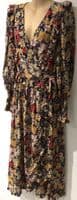 BUMP & MILK JAMIE VIBRANT FLORAL WRAP MIDI NURSING DRESS SIZE L 12-14