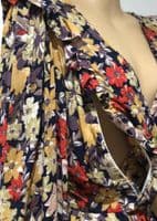 BUMP & MILK JAMIE VIBRANT FLORAL WRAP MIDI NURSING DRESS SIZE L 12-14