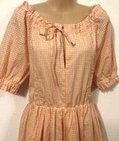 BUMP & MILK ORANGE CAPRI SHORT SLEEVE GINGHAM NURSING TUNIC DRESS SIZE XS 6/8
