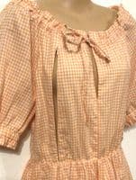 BUMP & MILK ORANGE CAPRI SHORT SLEEVE GINGHAM NURSING TUNIC DRESS SIZE XS 6/8
