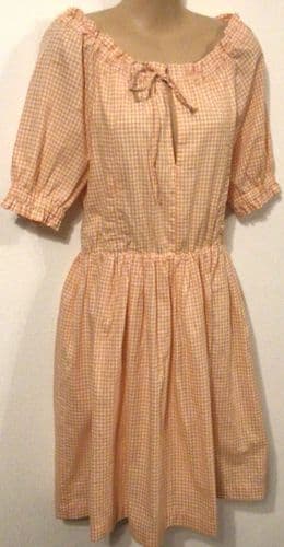 BUMP & MILK ORANGE CAPRI SHORT SLEEVE GINGHAM NURSING TUNIC DRESS SIZE XS 6/8