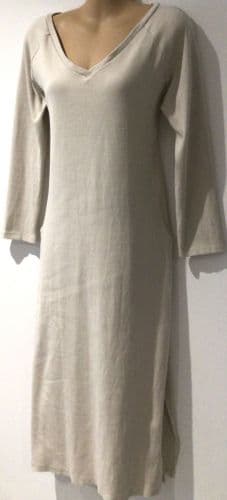 BUMP & MILK ORGANIC CREAM RIBBED NURSING DRESS SIZE M/L 12/14