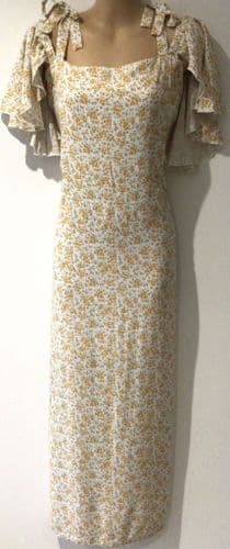 BUMP & MILK WHITE/YELLOW FLORAL MIDI MATERNITY & NURSING DRESS SIZE L 12/14