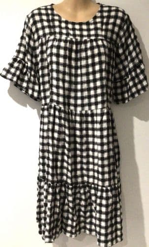 BUMPLE BLACK GINGHAM SMOCK NURSING TUNIC DRESS SIZE XL 14-18