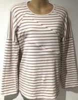 BUMPLE IVORY/PINK STRIPE NURSING T-SHIRT TOP SIZE M/12