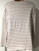 BUMPLE IVORY/PINK STRIPE NURSING T-SHIRT TOP SIZE M/12
