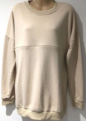CHIC & DISCREET CREAM ZIP NURSING SWEATER SIZE L 14-16