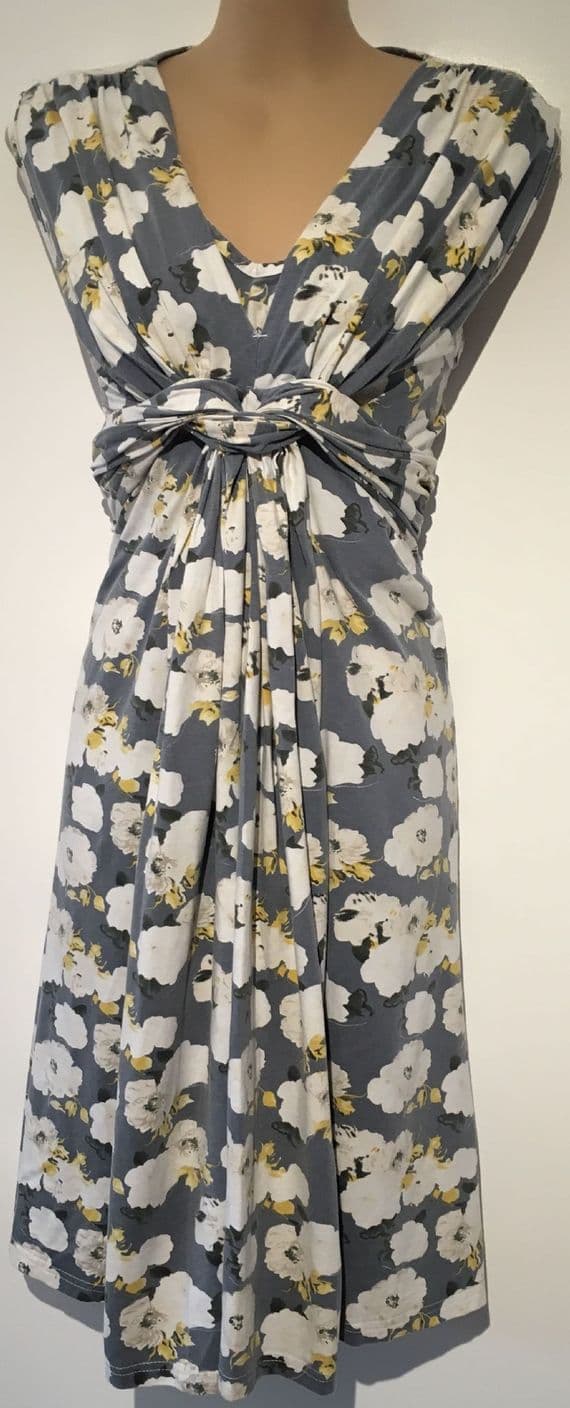 CHICO JACKS GREY YELLOW FLORAL SLEEVELESS NURSING DRESS SIZE 12