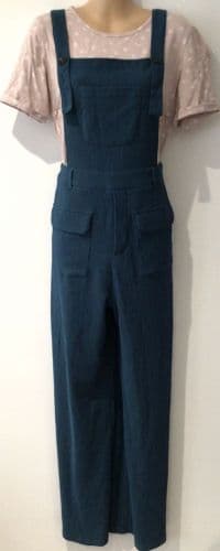 CIDER TURQUOISE WIDE LEG DUNGAREES BNWT SIZE M 10