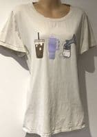 CREAM PUMP PRINT NURSING ZIP T-SHIRT TOP SIZE 14/16