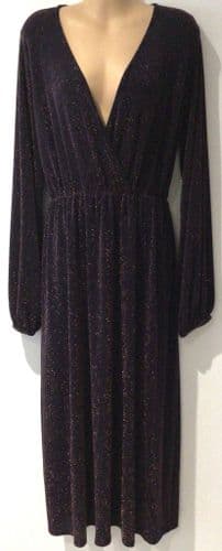 CURVEWOW NAVY/ROSE SPARKLE MIDAXI WRAP DRESS BNWT SIZE 16
