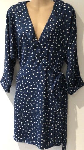 DANCING LEOPARD NAVY PRINT WRAP MINI DRESS SIZE 12